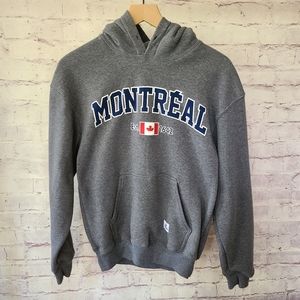 Teepee Montreal Canadian Flag Graphic Grey Hooded Sweatshirt Small